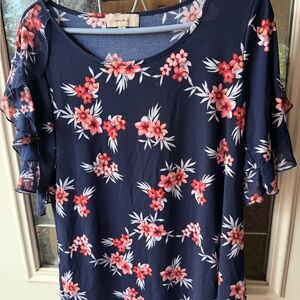 Elegant Floral Ruffle Sleeve Blouse